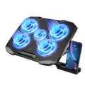 COOLCOLD Laptop Cooling pad for 12-17 Inch Laptop Cooler Stand, 5 quiet fans, 5 Angle Adjustable with phone holder
