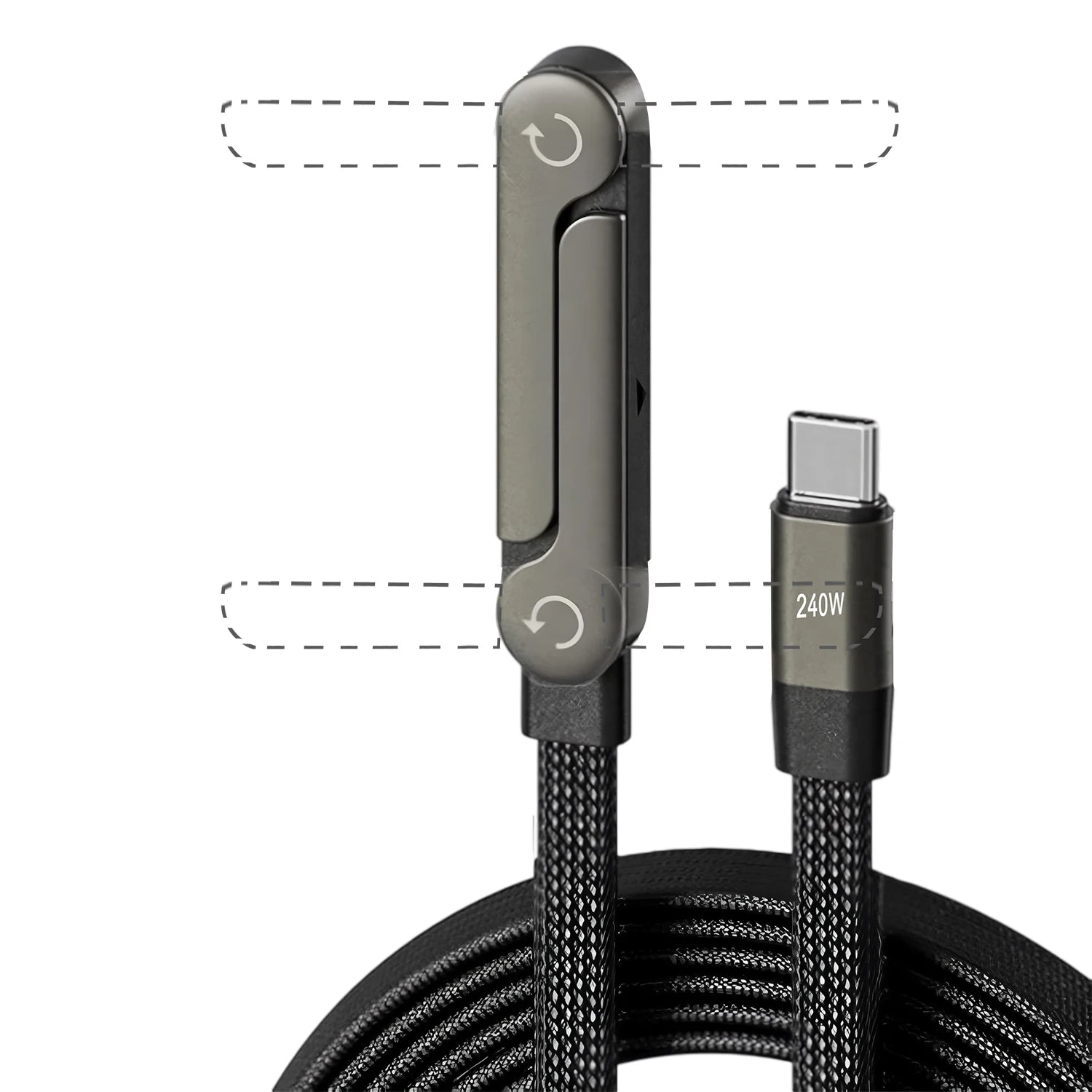 1.45m USB C Phone Chargers Stand Cable 240W Type C Fast Charging Cord For Phones Laptops Hide T Shaped Bracket Support