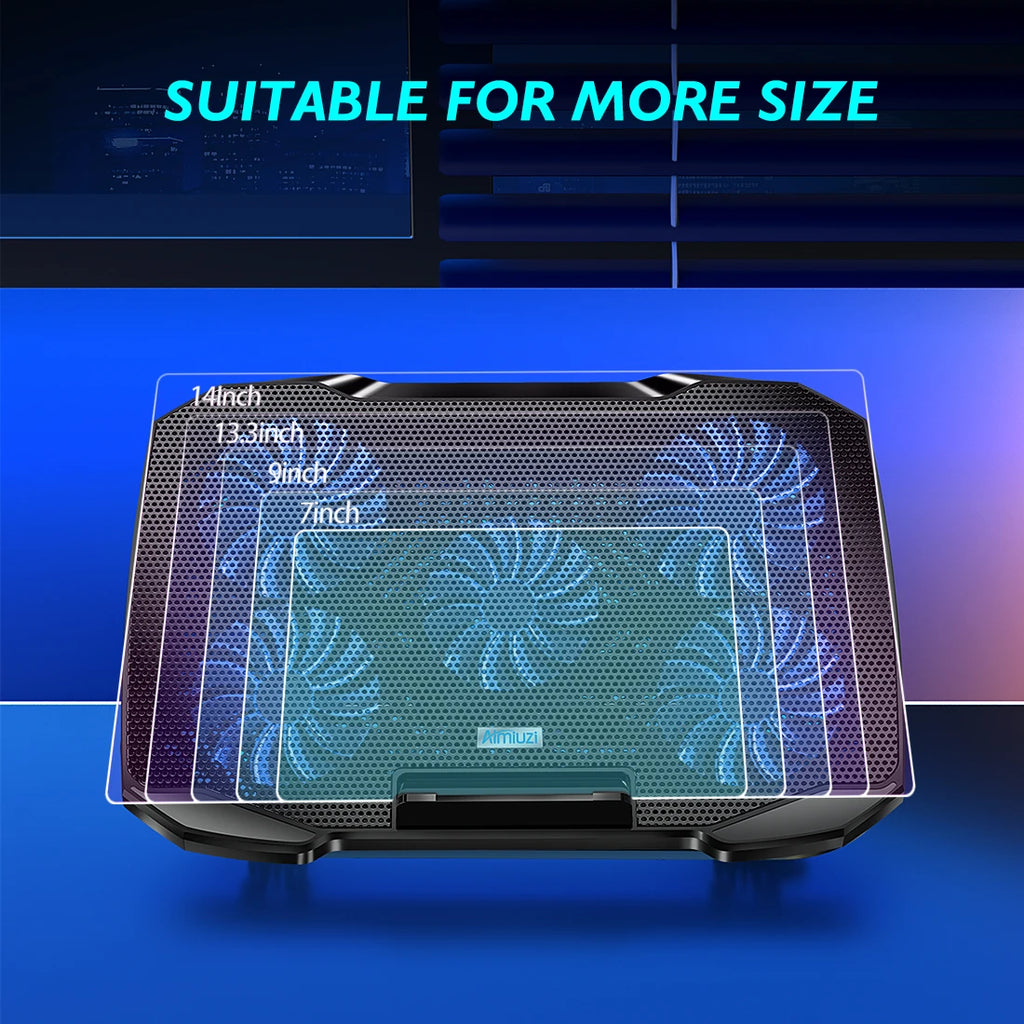 COOLCOLD Laptop Cooling pad for 12-17 Inch Laptop Cooler Stand, 5 quiet fans, 5 Angle Adjustable with phone holder