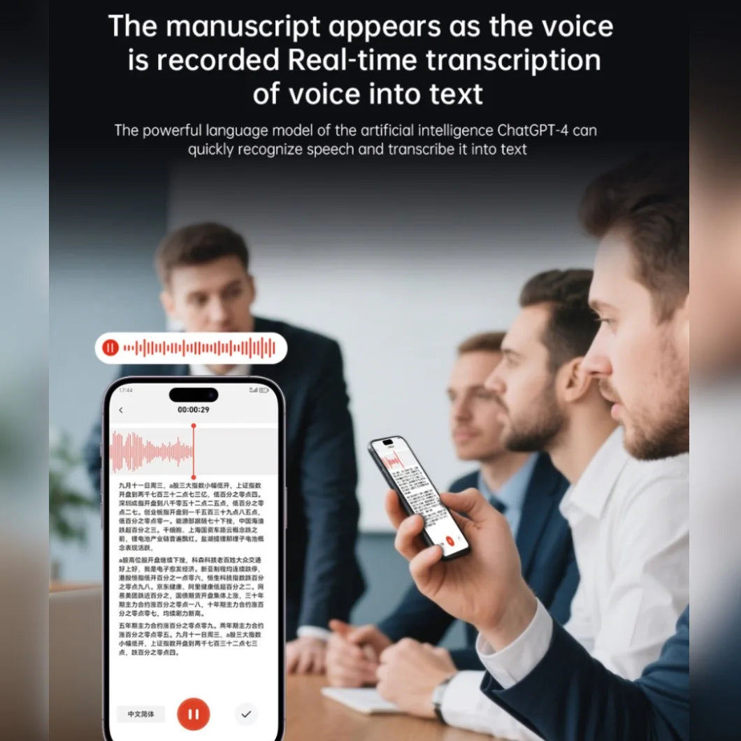 Smart Mini AI Voice Recorder ChatGPT-4 App Phone Call 118 Languages 64G for Meetings Interview Calls Speeches AI Transcription