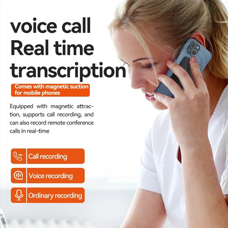 8-128GB AI ChatGPT-4 Intelligent Voice Recorder Audio App Phone Call Record Transcribe Summarize Voice to Text Conversion Device