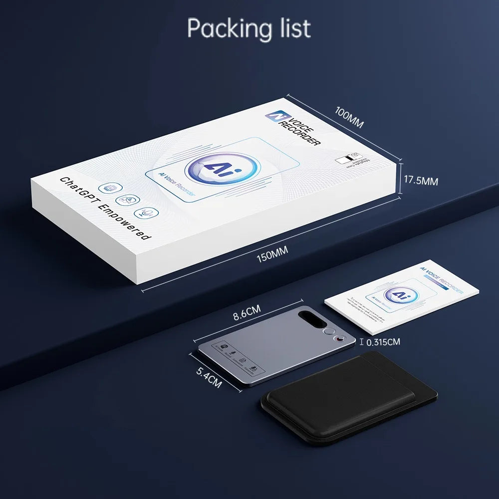 Smart Mini AI Voice Recorder ChatGPT-4 App Phone Call 118 Languages 64G for Meetings Interview Calls Speeches AI Transcription